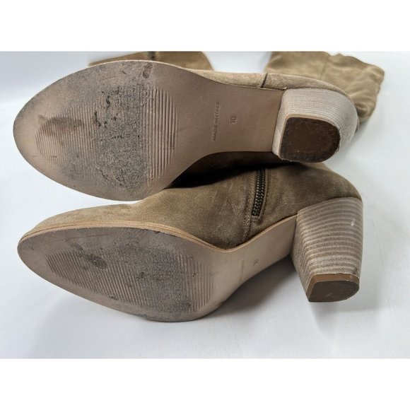 Garnet Hill Tall Boots Womens 10 Mila Brown Suede Leather Block Heel 18" Shaft - Picture 4 of 7